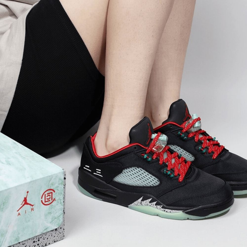 Air Jordan 5 Retro Low x CLOT Jade Black