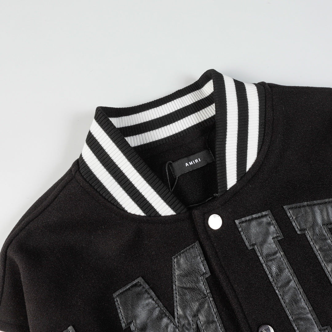 Amiri Fashion-Appliquéd Leather Bomber Jacket