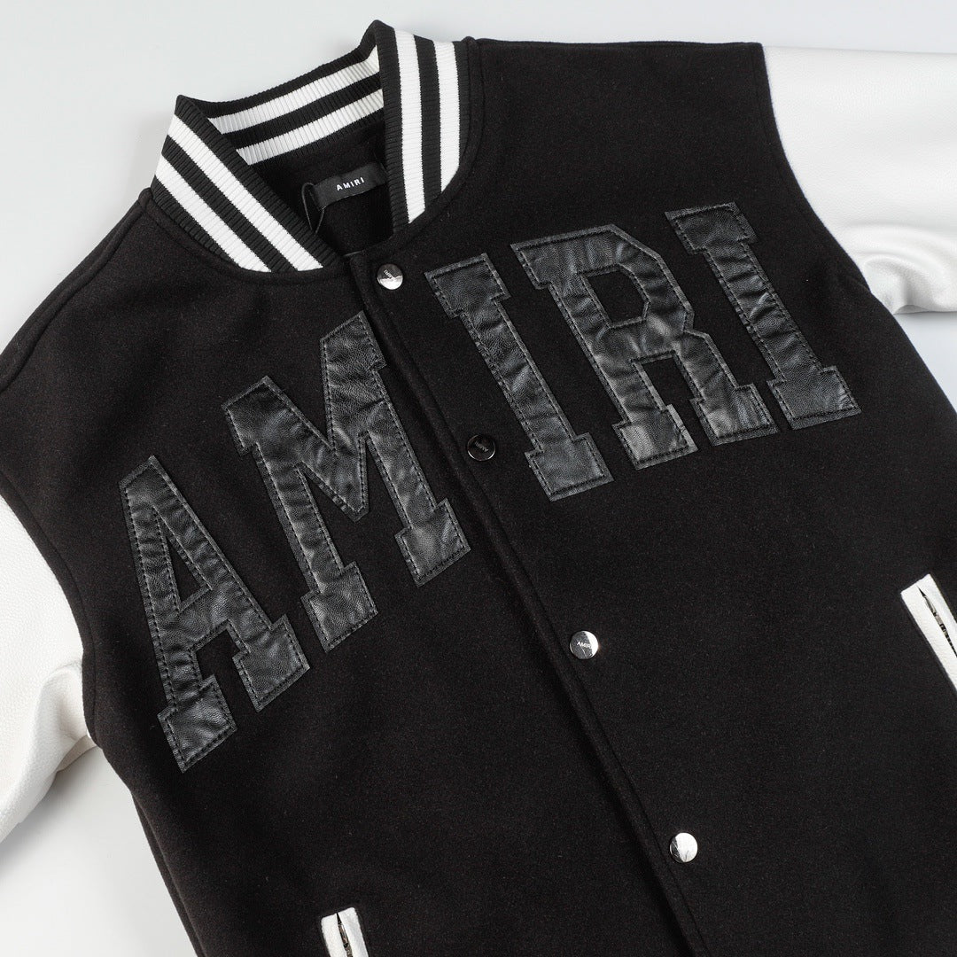Amiri Fashion-Appliquéd Leather Bomber Jacket