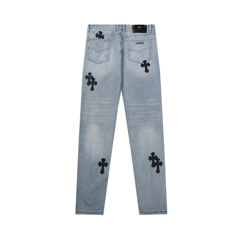Chrome Hearts Classic Cross Embroidered Denim Jeans - Premium Streetwear