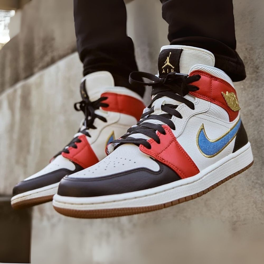 Air Jordan 1 Mid Let Man Sail Red