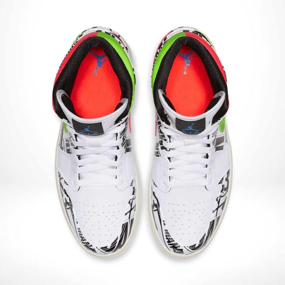 Air Jordan 1 Mid All Over Logos White Black