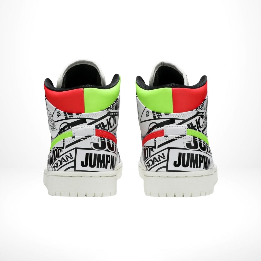Air Jordan 1 Mid All Over Logos White Black