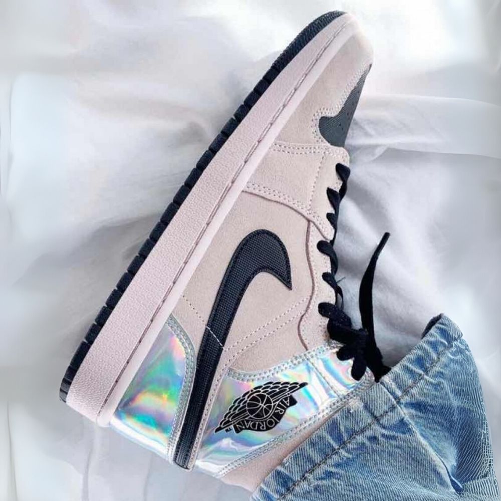Air Jordan 1 Mid Dirty Powder Iridescent Rose Black