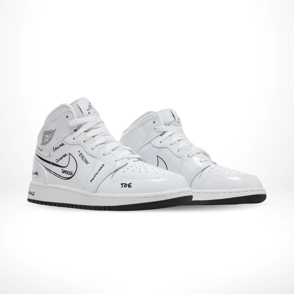 Air Jordan 1 Mid Schematic White Black