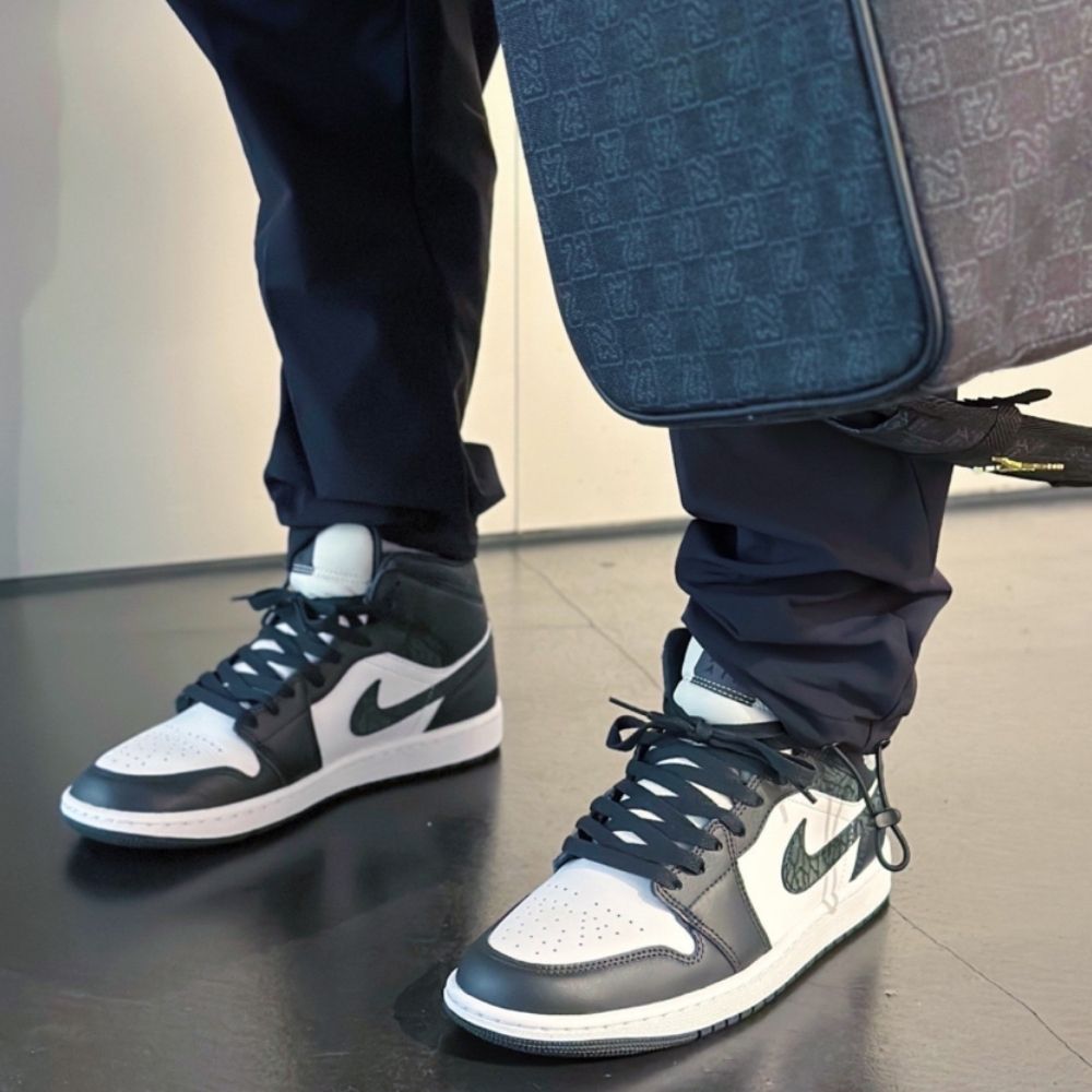 Air Jordan 1 Mid Panda Elephant Black White SE