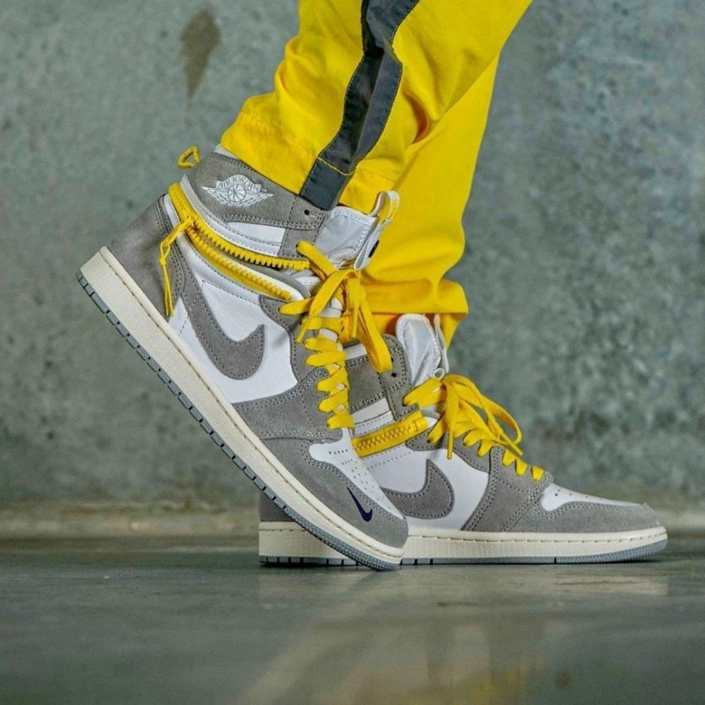 Air Jordan 1 High Switch Light Smoke Grey Yellow