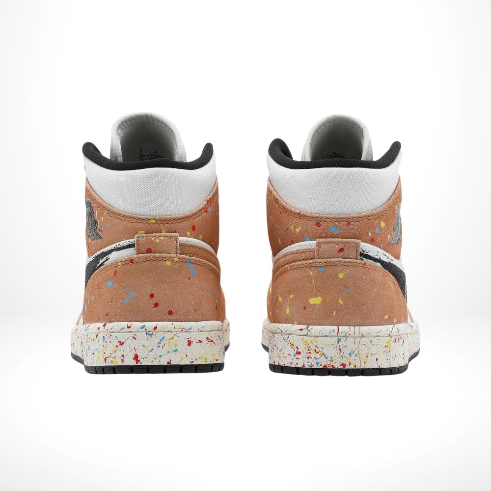 Air Jordan 1 Mid Brushstroke Paint Splatter Sail Chile Red SE