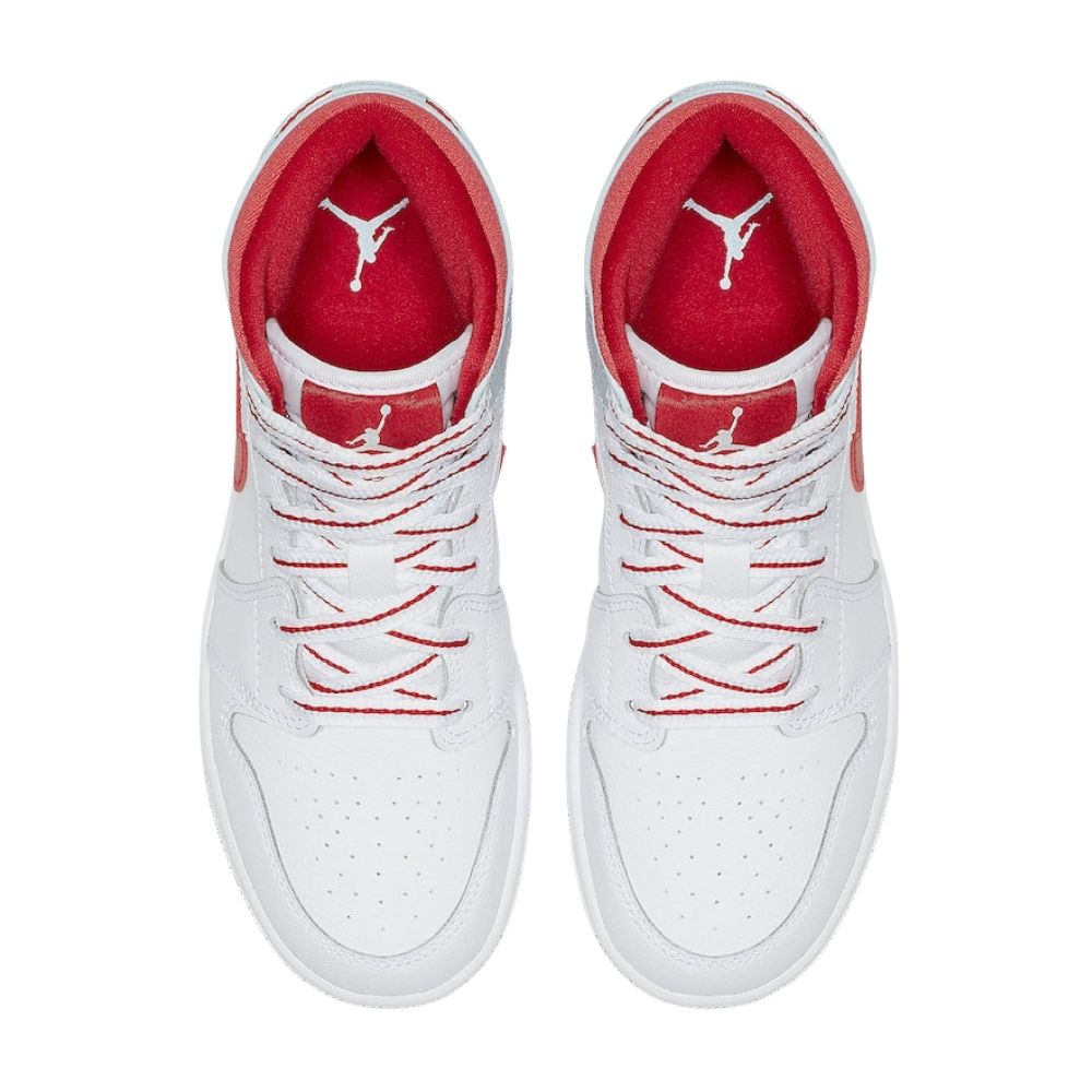 Air Jordan 1 Mid Topaz Mist White Mint Red