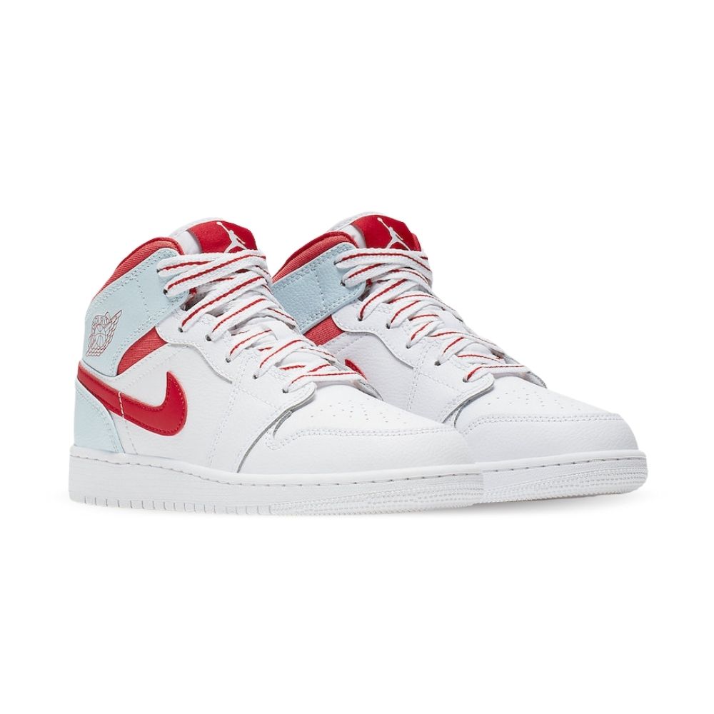 Air Jordan 1 Mid Topaz Mist White Mint Red