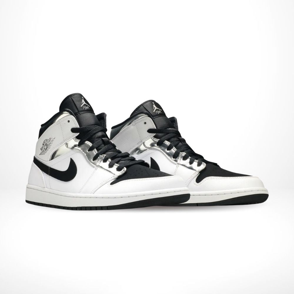 Air Jordan 1 Mid Alternate Think 16 White Silver Black