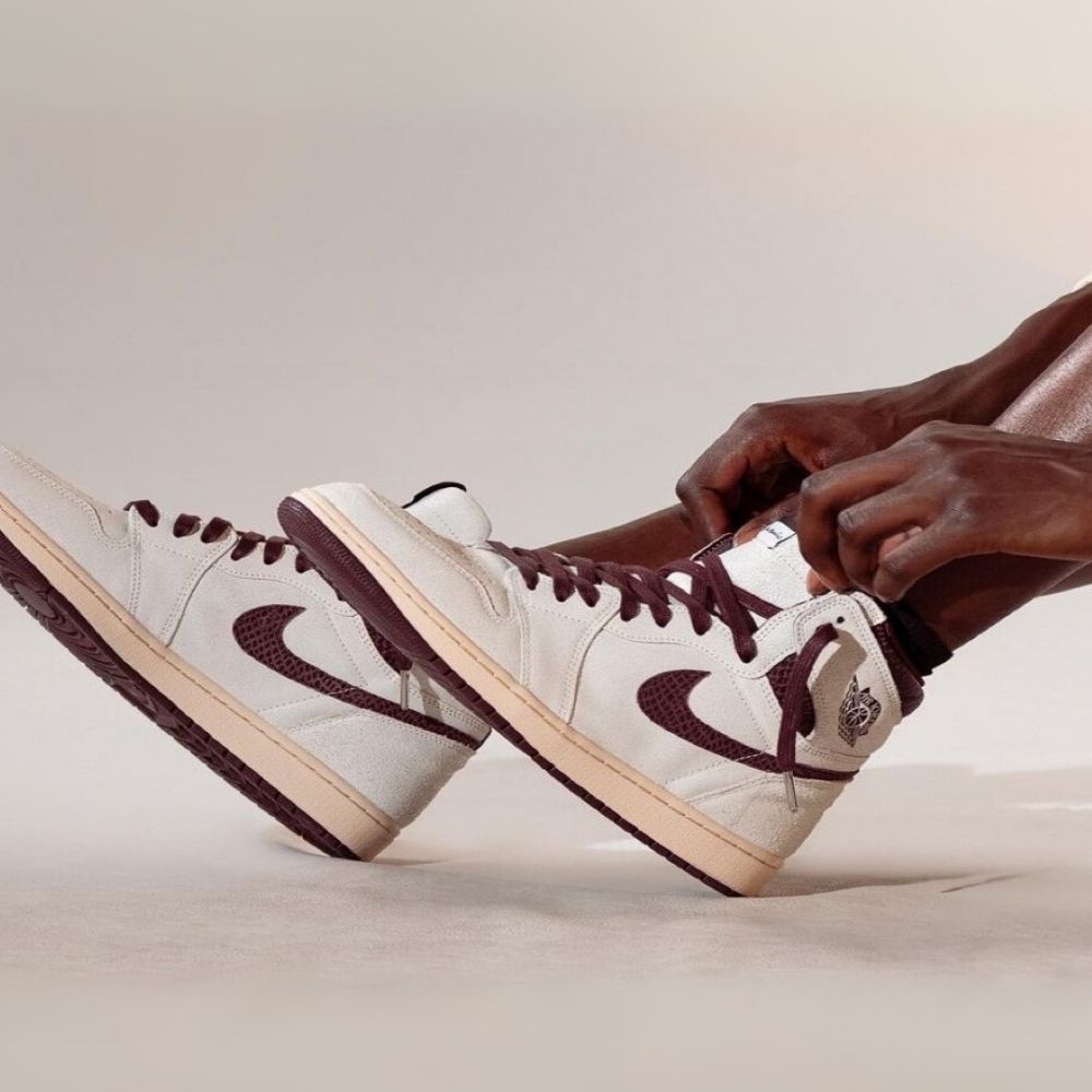 Air Jordan 1 High OG X A Ma Maniére Airness Sail Burgundy Red