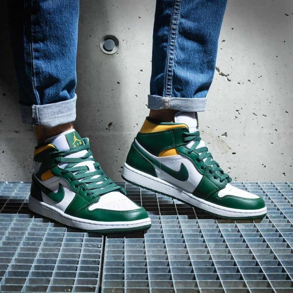 Air Jordan 1 Mid Sonics Green White