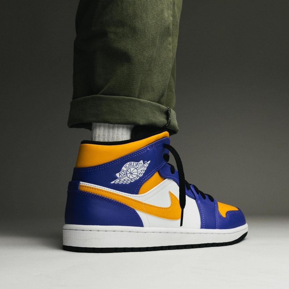 Air Jordan 1 Mid Lakers Purple Yellow