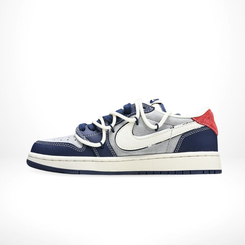 Air Jordan 1 Low x Travis Scott Gray Blue Swoosh Graffiti Custom