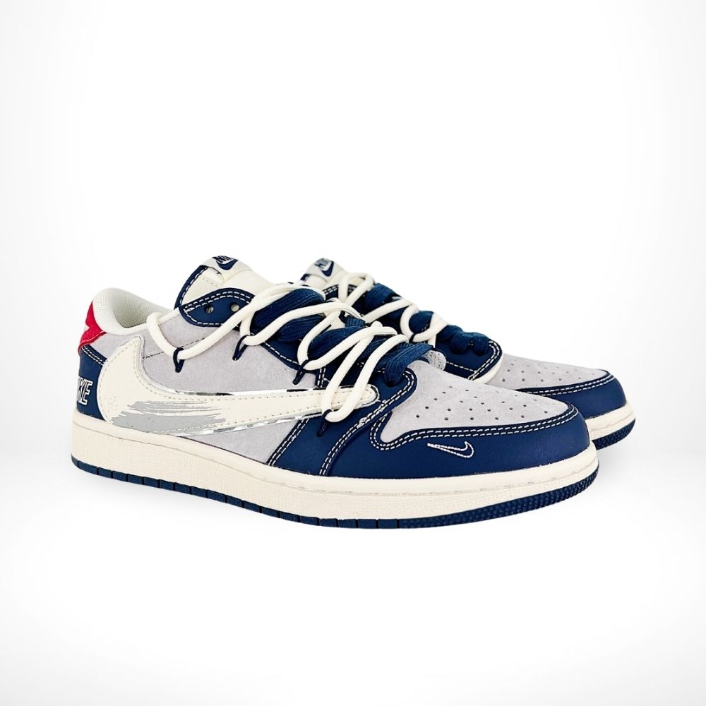 Air Jordan 1 Low x Travis Scott Gray Blue Swoosh Graffiti Custom