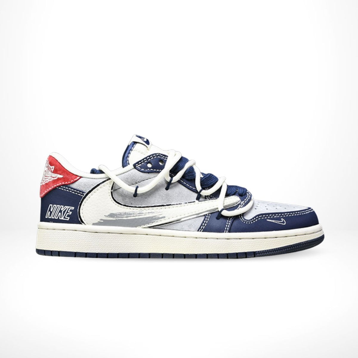 Air Jordan 1 Low x Travis Scott Gray Blue Swoosh Graffiti Custom