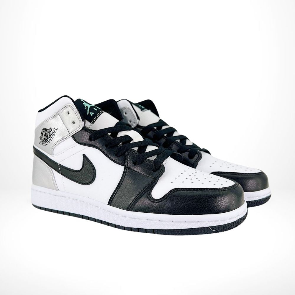 Air Jordan 1 Mid Silver Toe Black White