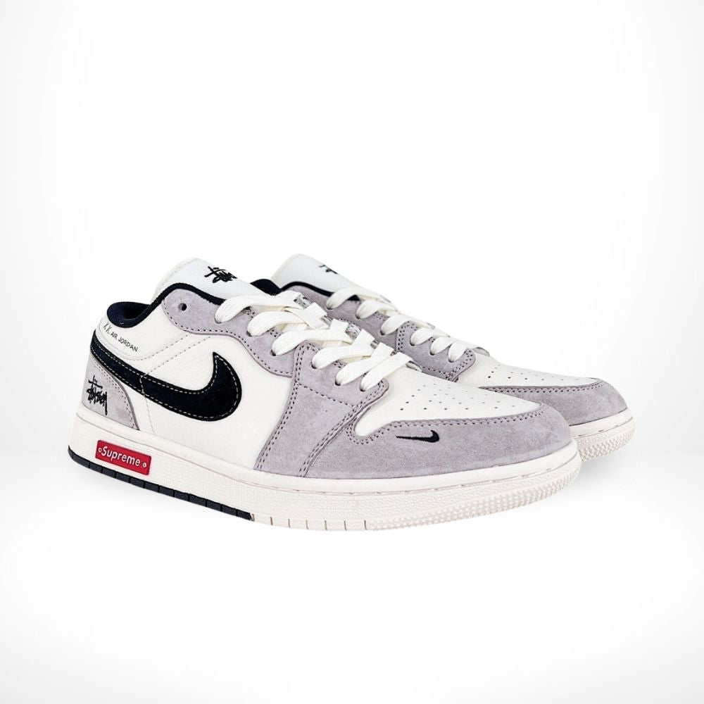 Air Jordan 1 Low x Stussy x Supreme White Grey Custom