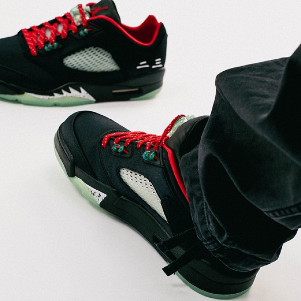 Air Jordan 5 Retro Low x CLOT Jade Black