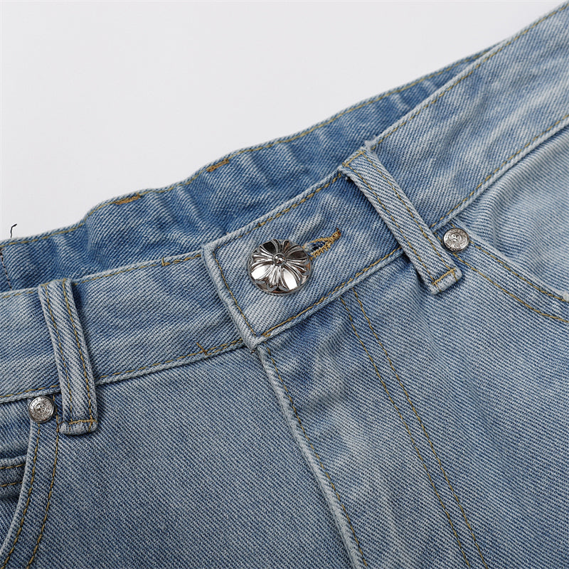 Chrome Hearts Classic Cross Embroidered Denim Jeans - Premium Streetwear