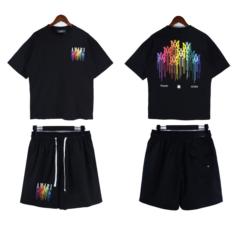 Amiri Fashion T-Shirt And Shorts Suit