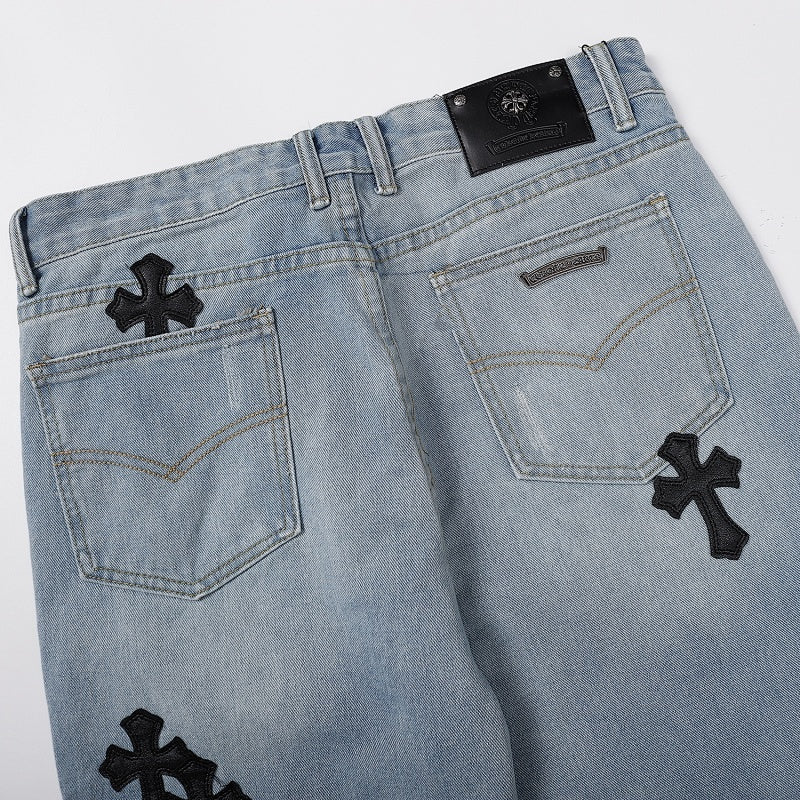 Chrome Hearts Classic Cross Embroidered Denim Jeans - Premium Streetwear